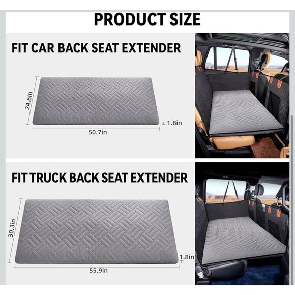 Dog Mat for Back Seat Extender for Dogs, Dog Bed for Car, Pet Cover Hammock Gray - Picture 5 of 6